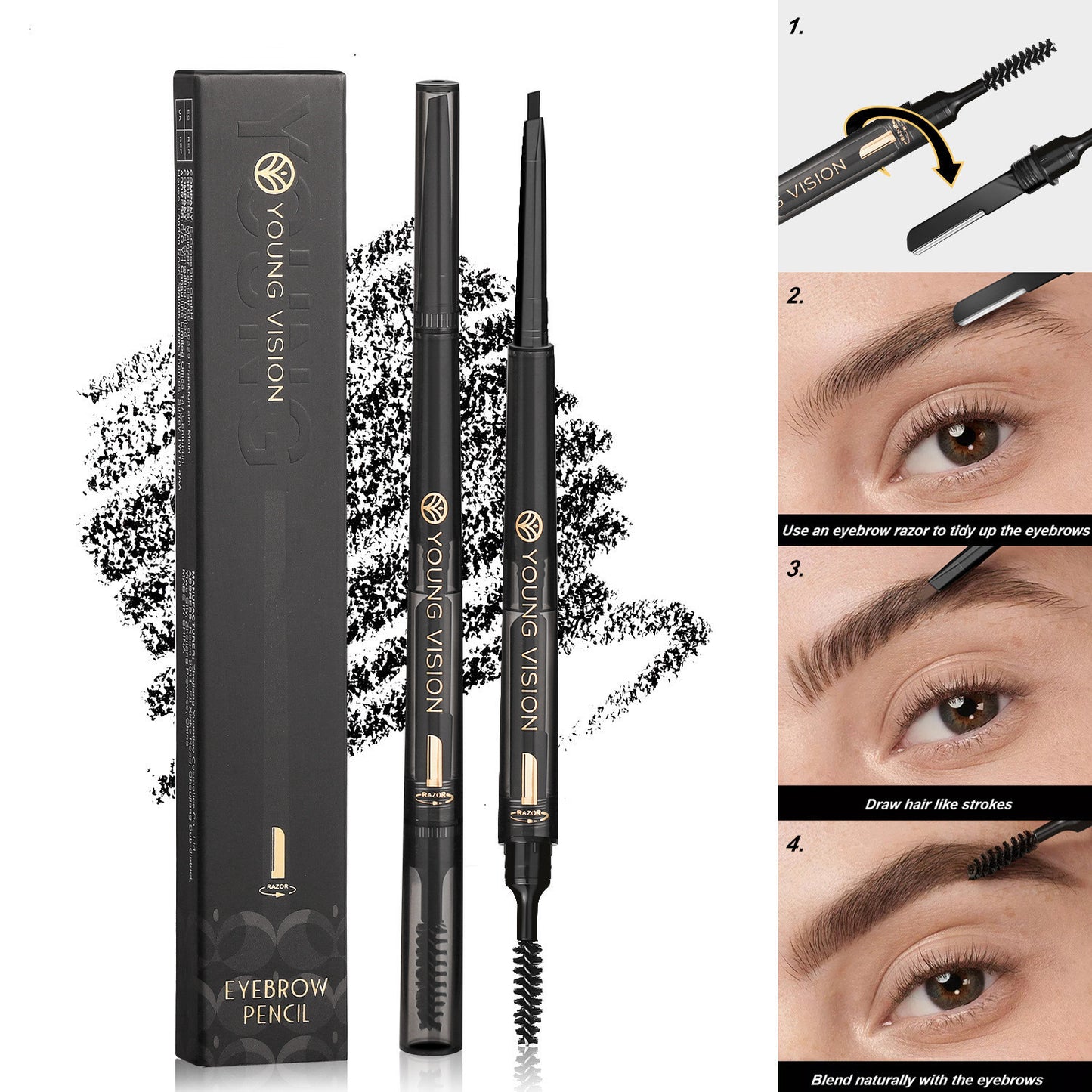 Three In One Eyebrow Pencil Waterproof Smear-proof